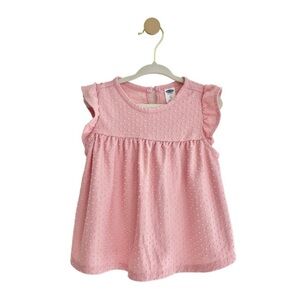 Old Navy Kids Pink Flutter Sleeve Blouse with Textured Dots - Girls 2T